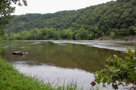 Shallow Water and Rocks Visible at the Falls