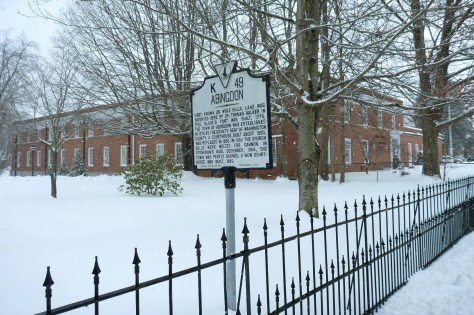 Abingdon Sign and Wrought Iron Fence in front of Federal Courthouse