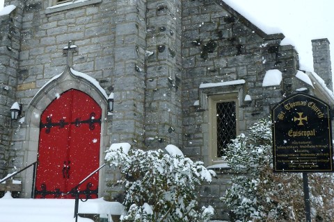Red Episcopal Doors